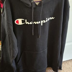 Champion Black Hoodie with Logo